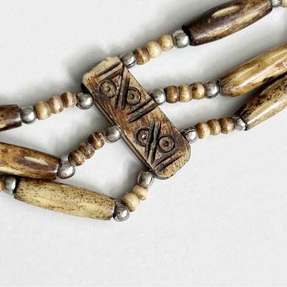 Vintage Horn Bone Bead Choker Necklace - Picture 4 of 6